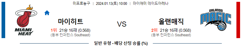 1월13일 NBA 마이애미 올랜도 해외농구분석 스포츠분석