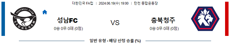 6월19일 한국FA컵 성남 충북 아시아축구분석 스포츠분석