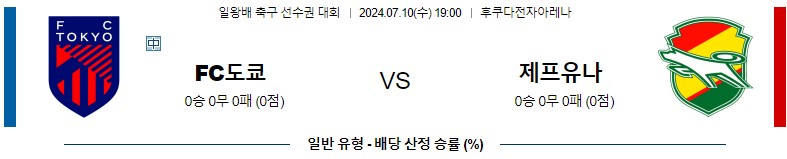 7월10일 일왕배컵 FC도쿄 지바 아시아축구분석 스포츠분석